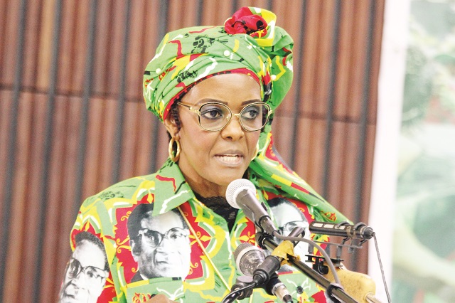 First Lady Dr Grace Mugabe at the Zanu-PF Women's League National Assembly meeting in Harare yesterday
