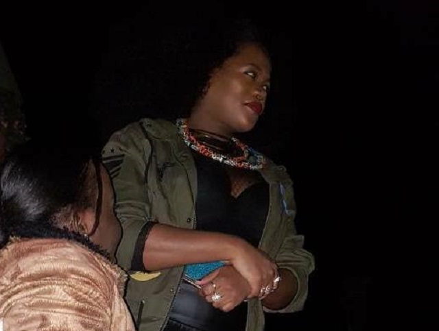 Michelle Madau and Busiswa 'pose' for a photo at the Large City Hall car park in Bulawayo on Friday