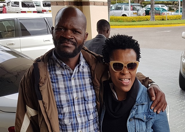 Lazarus Boora aka Gringo poses for a picture with Zodwa Wabantu in Bulawayo last week