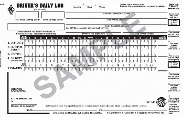 Log books for truck drivers