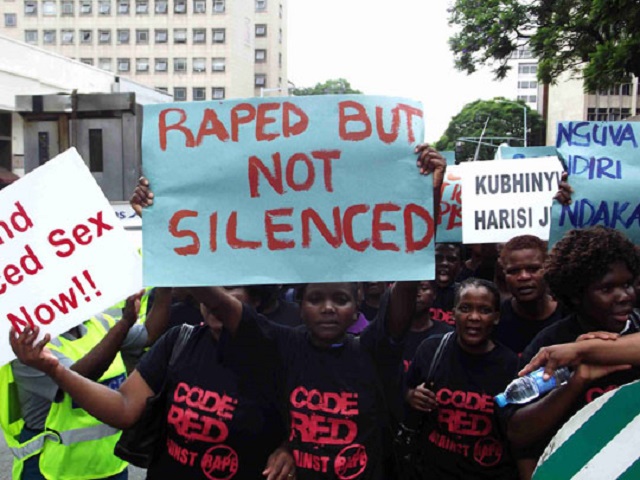 Rape survivors demonstrate in Harare in this file photo