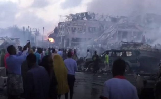 The aftermath of the explosion in Mogadishu