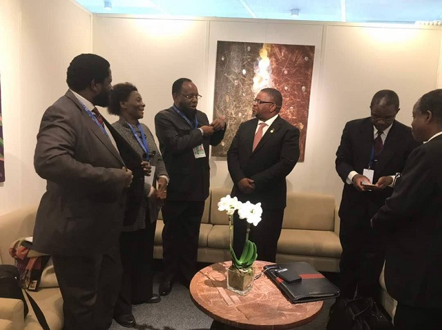 The Minister of Primary and Secondary Education Dr Lazarus Dokora (third from left) with permanent secretary Sylvia Utete-Masango (second left), Malawi Education Minister Dr Bright Msaka (third right) and other delegates in Paris, France, yesterday