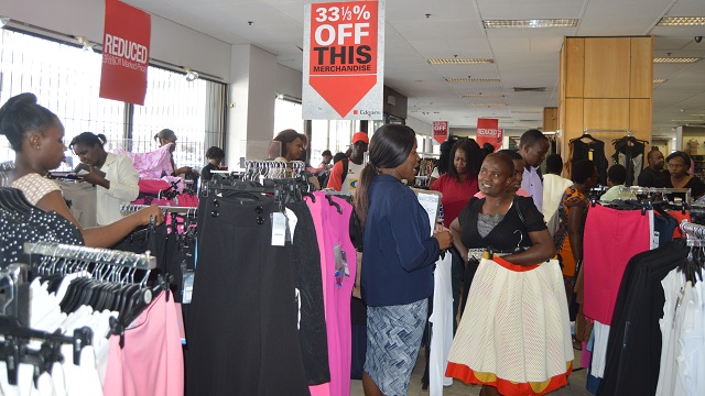 People throng Edgars Store in Bulawayo which slashed prices by as much as 75 percent yesterday