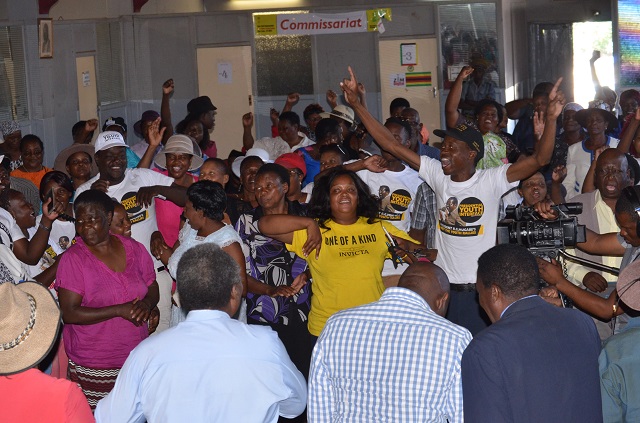 Members of Zanu-PF Bulawayo at Davies Hall yesterday