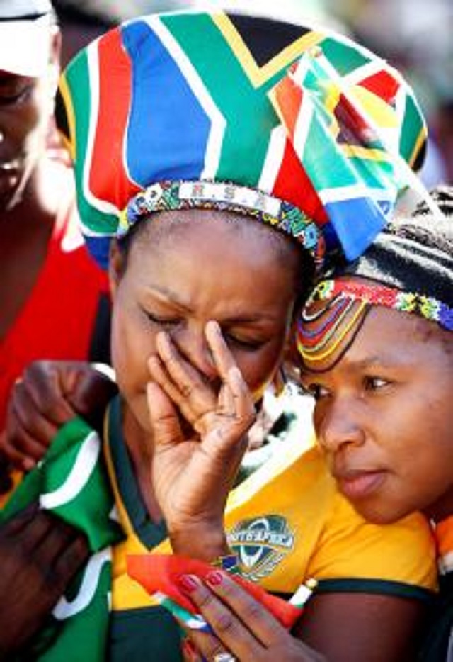 SAD: South African fans in Pretoria show their disappointment following the announcement that France will host the Rugby World Cup in 2023. — AFP