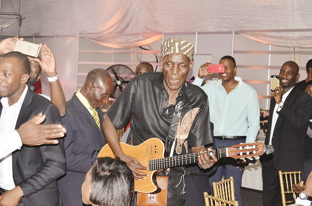 Oliver Mtukudzi serenades the audience at the Golden Oldies Dinner Dance in Bulawayo on Saturday
